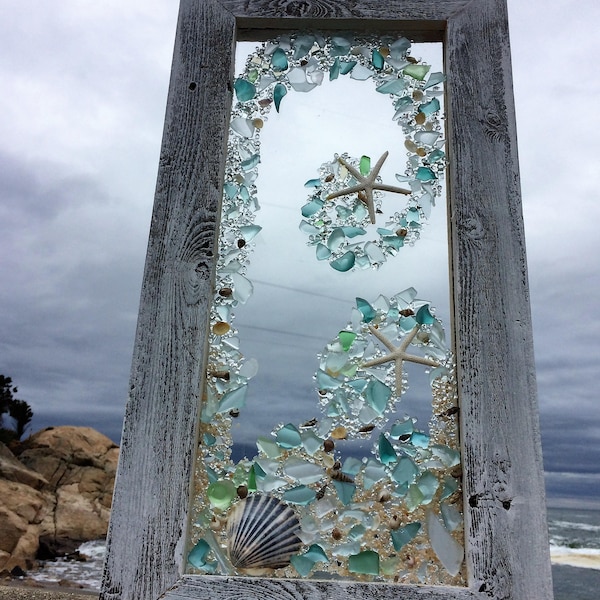 Beach glass panels with white starfish