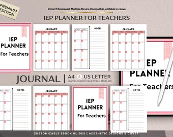 IEP-planerare för lärare, utskrivbar specialpedagogisk organisatör, redigerbara IEP-blanketter, lärarpärm, SPED-dokumentationsspårare i pdf-format