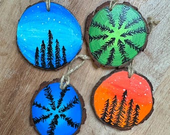 Tree Hand-painted Wooden Ornaments (choose from selections)