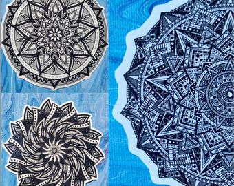 Black and White Mandala Sticker (Select 1 from 3 choices)
