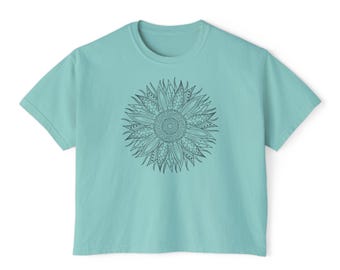 Sunflower Design Women's Boxy Tee (Mint, Peach, Orchid, Butter)