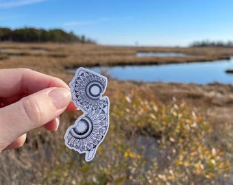 NJ Vinyl Sticker: New Jersey Mandala, Waterproof
