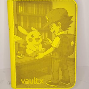 Custom Red & Pikachu 4 pocket yellow vaultx binder