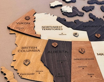 3D Wooden Canada Map – Eco-Friendly Handmade Home Decor | Gift