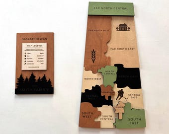Saskatchewan Wooden Map Wall Art | Regina Saskatoon | Personalized Family Name Gift