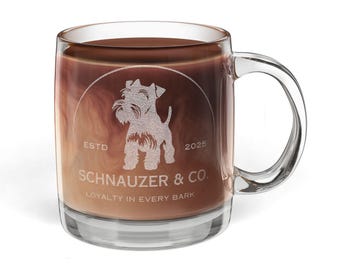 Gegraveerde glazen schnauzermok, hondenliefhebbercadeau, koffiekopje geëtste schnauzer