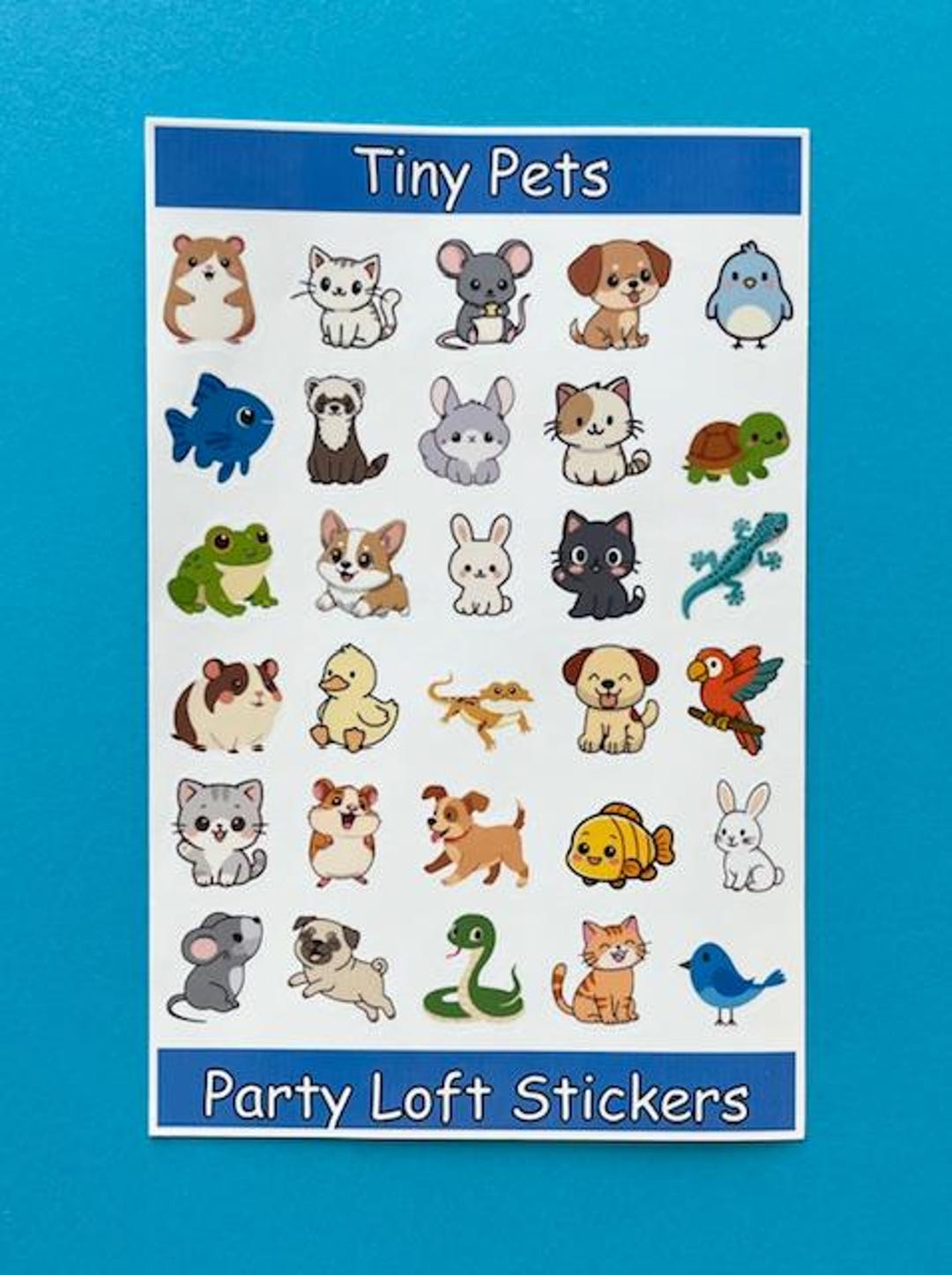 Tiny Pets Sticker Sheet Glossy Vinyl 3.75