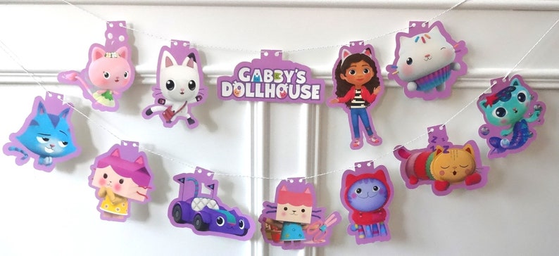 Gabby's Dollhouse Party Banner Birthday Heavy Cardstock Ready to Ship image 1