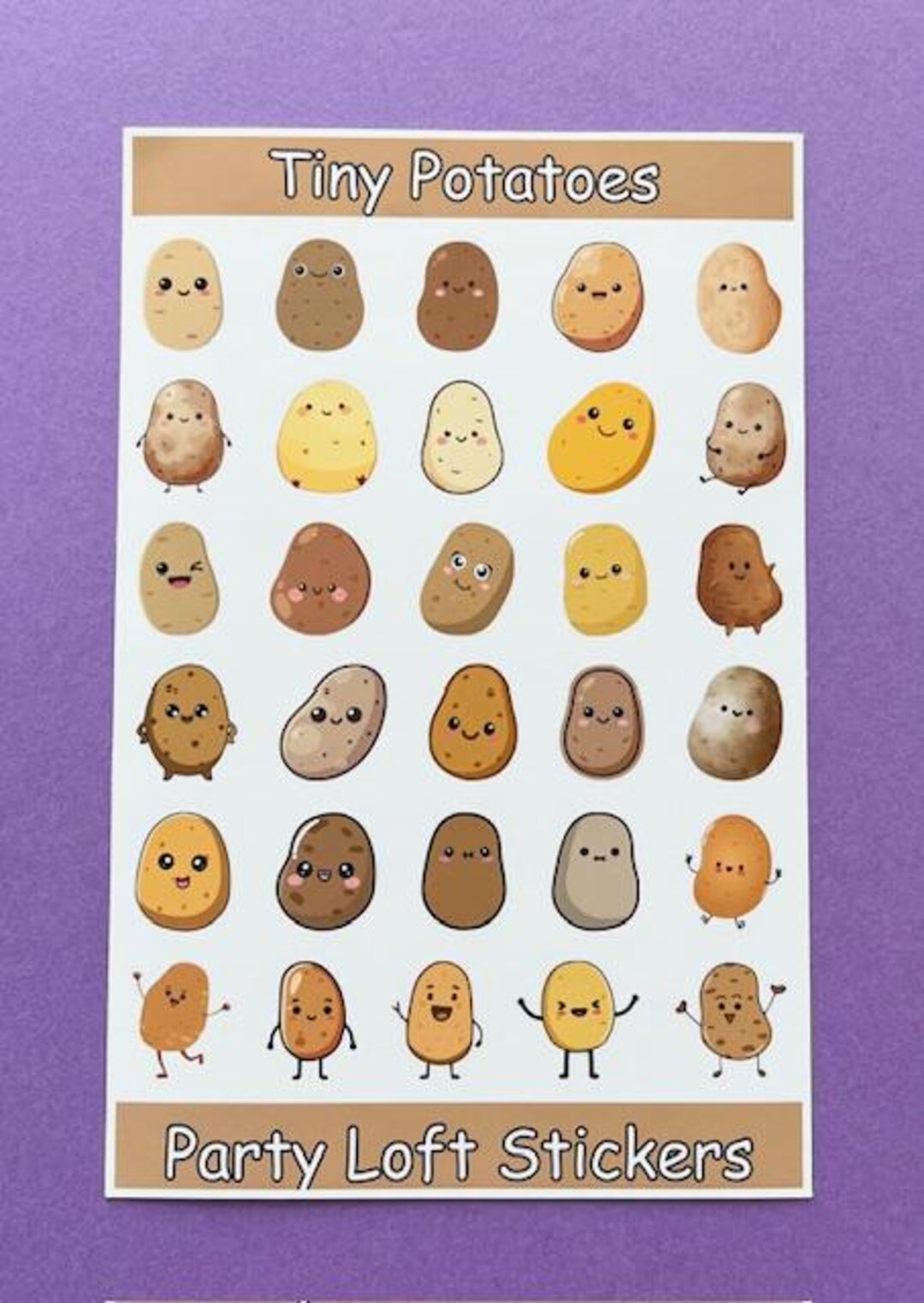 Tiny Potato Sticker Sheet Glossy Vinyl 3.75"x5.75" Planner, Journal ...