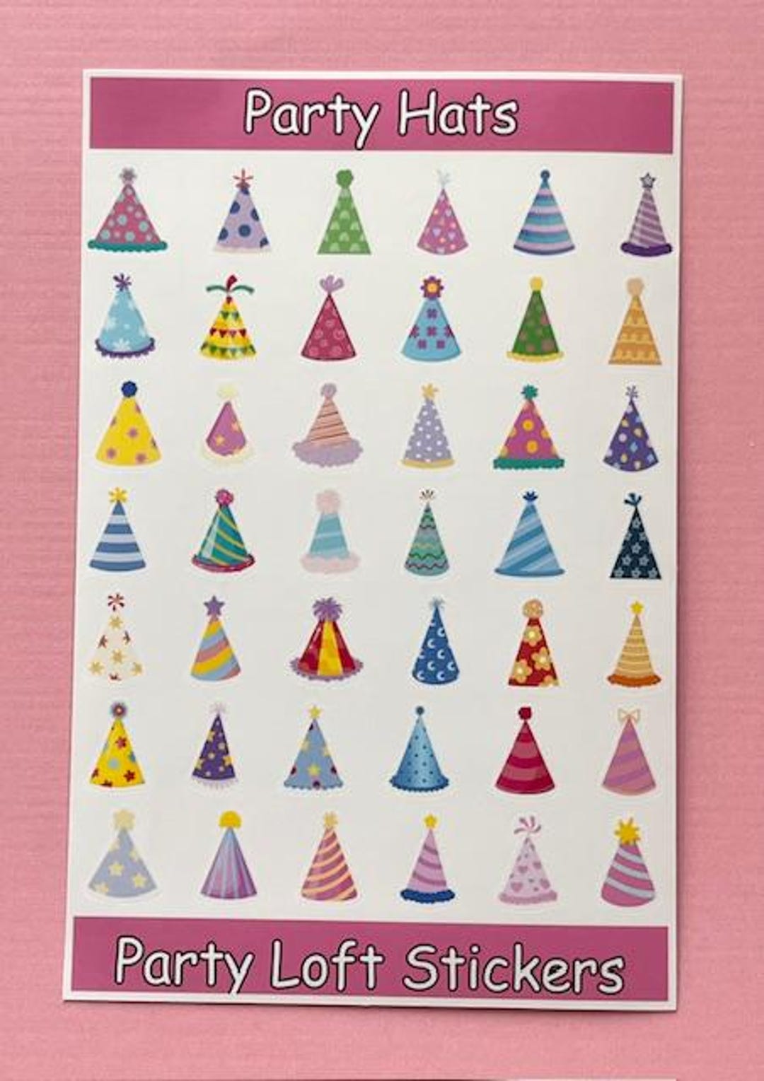 Party Cap Sticker Birthday Party Hats Sticker Sheet Glossy Vinyl 3.75