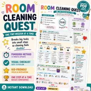 ADHD-Friendly Checklist for Kids | Printable Room Cleaning Chart | Visual Routine | Executive Function | 8.5x11 PDF
