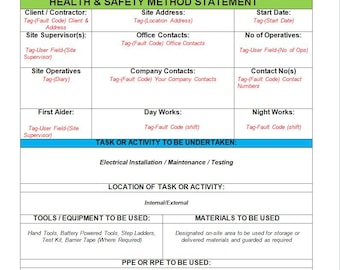 Electrical Safety RAMS | Method Statement & Risk Assessment Template | NEBOSH Approved