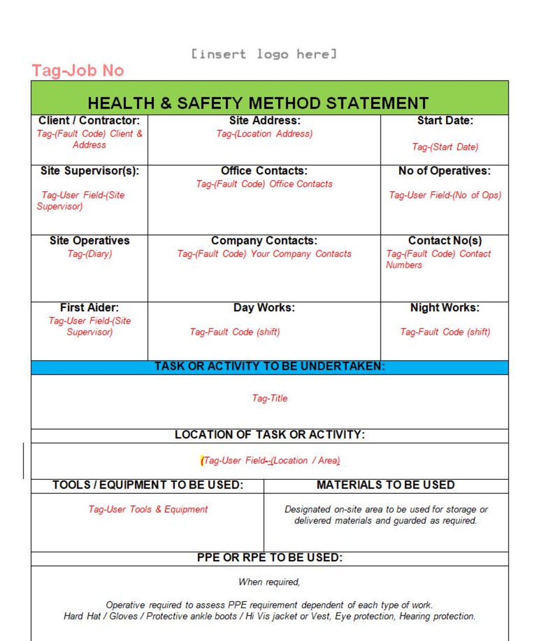 Working at Height RAMS | Task-specific Health & Safety Method Statement ...
