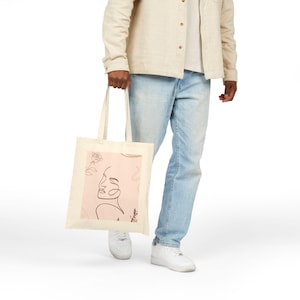 One Line Art Tote Bag for Everyday Use, Eco-Friendly Shopping, Minimalist Gift, Flower Design, Stylish Reusable Bag