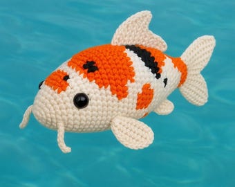 Schema all'uncinetto per amigurumi di pesci koi - Peluche realistico, tutorial PDF per koi giapponesi, istruzioni dettagliate passo dopo passo, download digitale