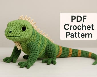 Iguana Amigurumi Crochet Pattern – Realistic Lizard PDF Tutorial, Reptile Plush DIY