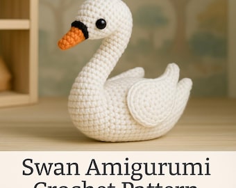 Swan Amigurumi Crochet Pattern – Elegant Plush Bird, Round-by-Round PDF Tutorial, DIY Digital Download