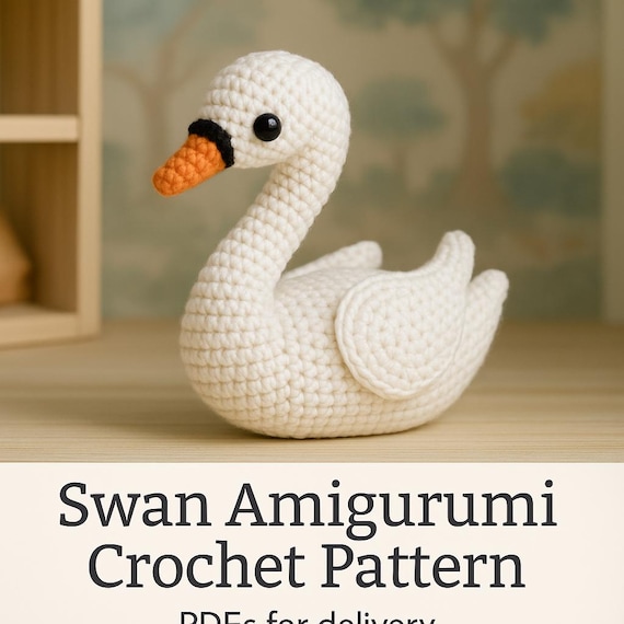 白鳥の編みぐるみ編み図 – エレガントな鳥のぬいぐるみ、ラウンドごと