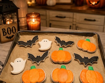 Fake Halloween Cookies  Realistic Faux Cookies, Pumpkin, Bat & Ghost Decor, Spooky Table Display Props