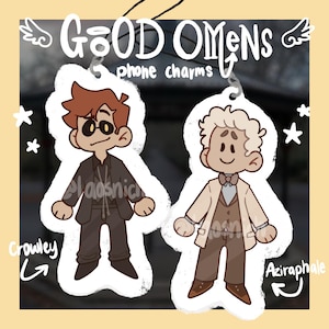 PRE-ORDERS*** Good Omens inspired phone charms! - Aziraphale and Crowley