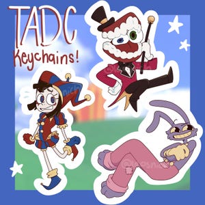 PRE-ORDER SALE! The Amazing Digital Circus inspired keychains! Jax, Pomni, Caine