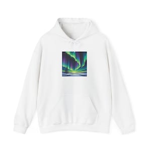 Aurora Borealis Unisex Hooded Sweatshirt, Cozy Sweatshirt, Nature-Inspired Hoodie, Gift for Her, Winter Apparel