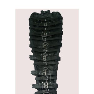 Real Cow Leather Serious Body Bag With Hood Sleep Sack Heavy Duty Belts