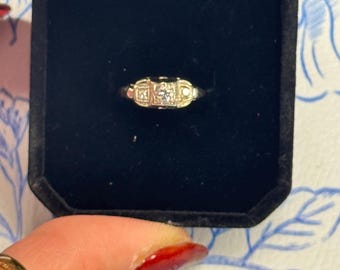 Antique Art Deco Diamond Ring | 14K White Gold 3 Stone Ring | Vintage Engagement Ring | Estate Fine Jewelry