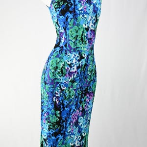 Argentine Tango Dress florales Muster | Tie-back Open Back Kleid | Eingebaute BH-Polsterung | Dehnbar | Fit and Flare Meerjungfrau | Schlitz hinten