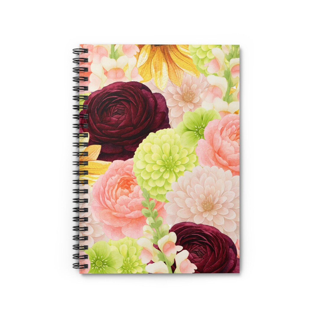 Floral Spiral Notebook (berry Bloom Bouquet), Pink Flower Journal ...