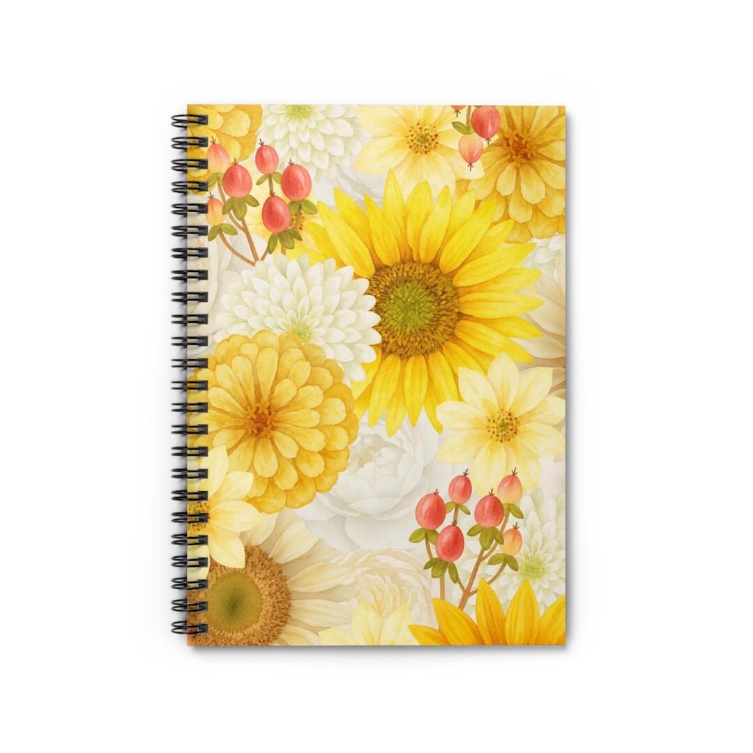 Floral Spiral Notebook (sunflower Bee Bouquet), Sunflower Flower ...