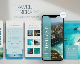 Travel Itinerary Template | Thailand Trip Planner | Digital Travel Guide
