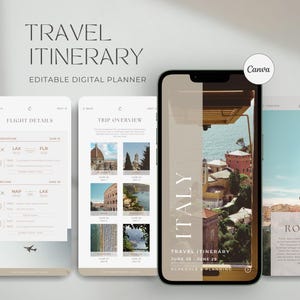 Travel Itinerary Template | Italy Trip Planner | Digital Travel Guide