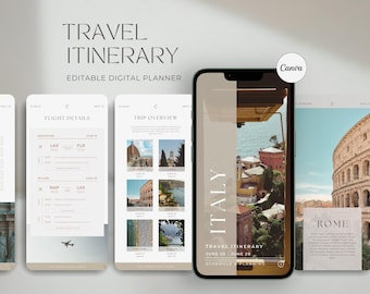 Travel Itinerary Template | Italy Trip Planner | Digital Travel Guide