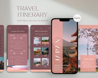 Travel Itinerary Template | Japan Trip Planner | Digital Travel Guide