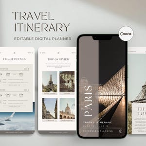 Reiseplan Vorlage | Paris Reiseplaner | Digitaler Reiseführer
