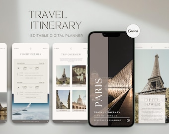 Travel Itinerary Template | Paris Trip Planner | Digital Travel Guide
