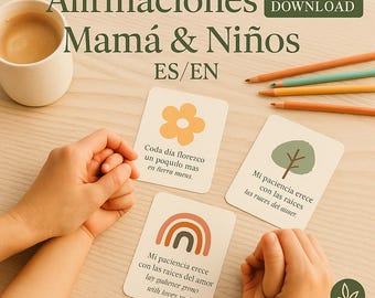 Bilingual Mom & Kids Affirmations • 12 Printable PDF Cards • Faith • Gentle Parenting • Bonus Family Devotional • Instant Download