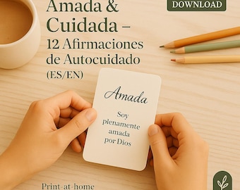 Affirmation Cards for Women (ES/EN) — Set of 12 3x4 Printables · Subtle Faith · Bonus 12 Wallpapers · Instant Download