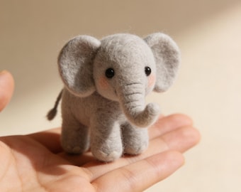 Elefante Mini In Feltro Ad Ago Fatto A Mano Figurina Lana Feltro Grigia Taglia Tasca Decor Safari Regalo Unico Neonato Per Baby Shower