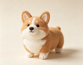 Handgefertigte Filz Corgi Figur Hunde Regal Deko Geburtstagsgeschenk Filz Corgi für Hundeliebhaber Handgemachte Nadelfilz Shiba Inu