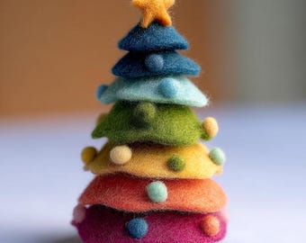 Ornamento de Natal Árvore de Natal feita à mão em feltro de lã: Mini decoração festiva de mesa em feltro de lã Decoração de casa Prenda