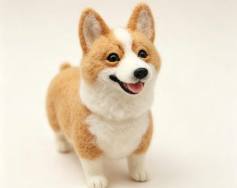 Handgefertigte Nadelfilz Corgi Figur Wollfilz Corgi Puppe Pudel Deko Filz Shiba Schreibtischdeko Akita Skulptur Geschenk für Hundeliebhaber