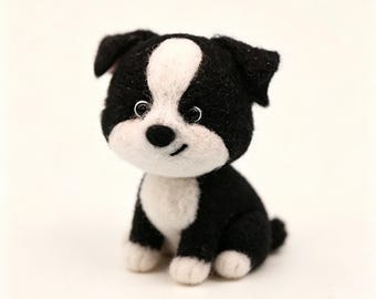 Handgefertigte Nadelfilz Border Collie Figur Wollfilz Rottweiler Welpe Skulptur Schreibtisch Deko Erntedank Geschenk Personalisiertes
