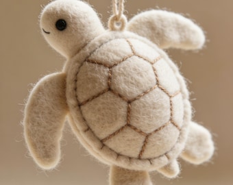 Handgefertigte Nadelfilz Schildkröte Filzwolle Krabbe Mini Schreibtisch Deko Muttertag Geschenk Filzkunst Skulptur Meerestier Figur