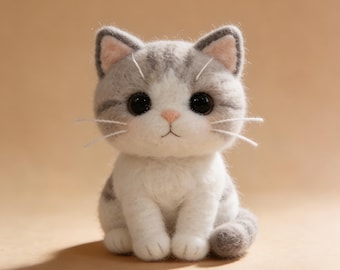 Nadelgefilztes Tigerchen Figürchen Handgemachte Katzen Deko Weihnachtsgeschenk Weiche Skulptur Wollfilz Sammlerstück Trauergeschenk