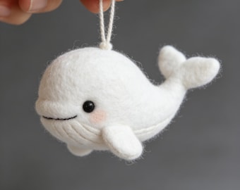 Nadelfilz Weißer Wal Schmuck Handgemacht Wollfilz Meer Delphin Kinderzimmer Deko Hängender Filz Hai Nautische Deko Weihnachtsgeschenk