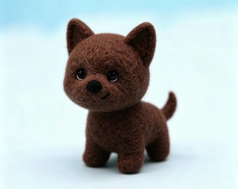 Handgefertigte Wollfilz Hund Figur Nadelgefilzter Goldener Welpe Schreibtisch Deko Filz Haustier Hund Motiv Deko Andenken Husky Skulptur