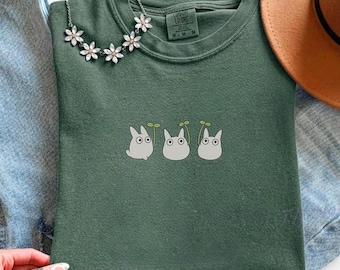 Chibi Totoro Comfort Colors Tee, Cute Forest Spirit Shirt, Cozy Cottagecore Anime Inspired Gift