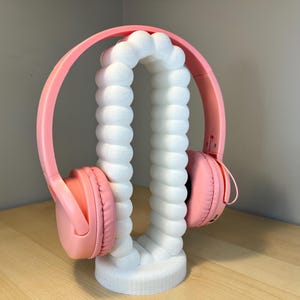 3D gedruckter Kopfhörerständer mit Wolkenmotiv - Minimalistischer Schreibtischorganisator im Wolkenstil - Gaming- und Musikzubehör